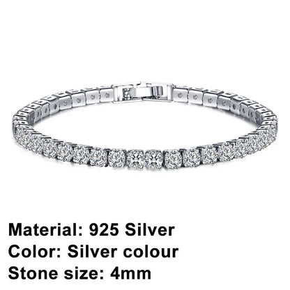925 Sterling Silver Rose Gold Tennis Bracelet Sparkling Crystal Cubic Zirconia Hip-Hop Luxury Women's Jewelry Surprise Gift