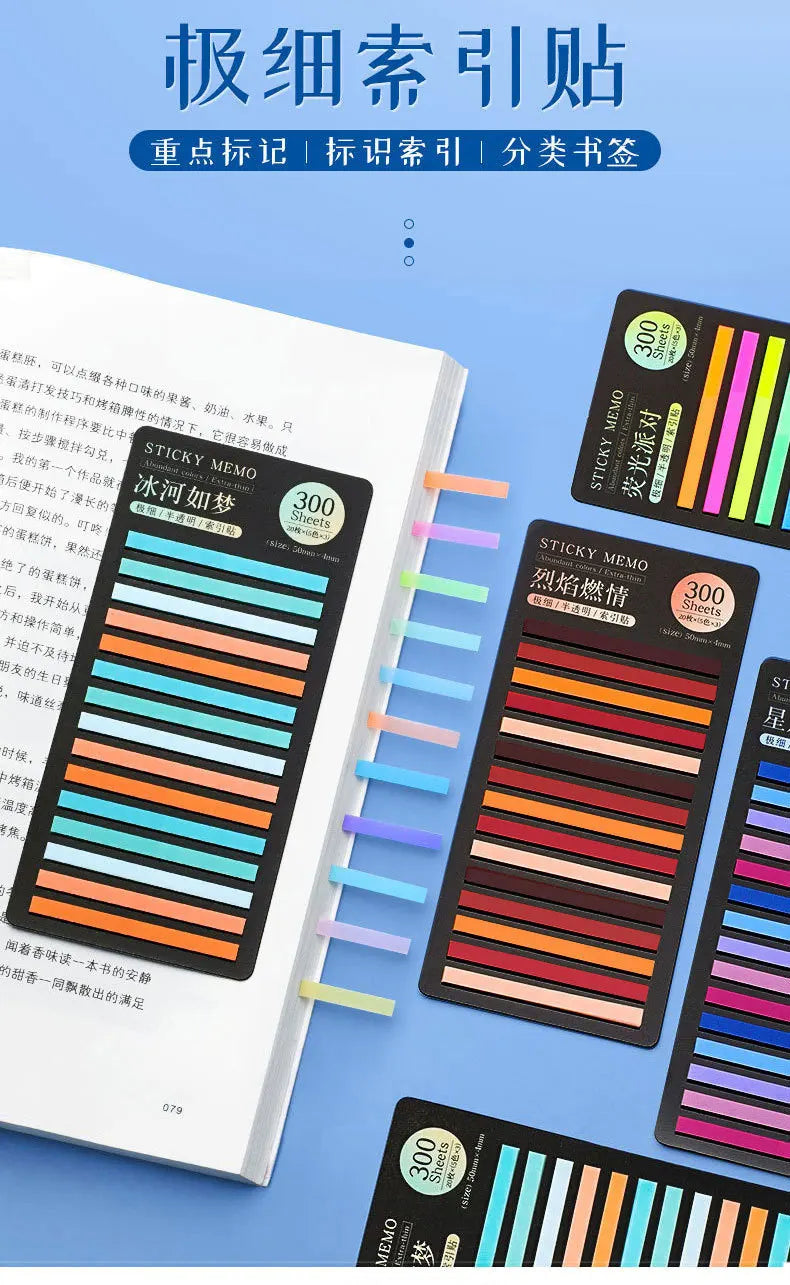 Transparent Rainbow Sticky Notepads - 300 Sheets Kawaii Memo Pad
