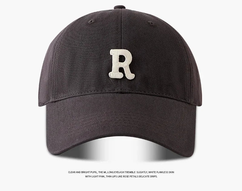 2025 Large Head Circumference Baseball Cap Men's /Women's Dome Hat Soft Top Cap 60/65cm Sun Protection  Letter R Hat Adult Caps