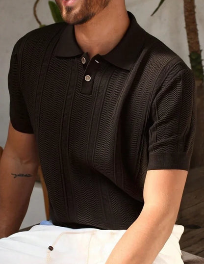 US Size Mens Knit Shirts Casual Stretch Golf Shirts Short Sleeve Polo Shirt Men's Summer Old Money Knit Top