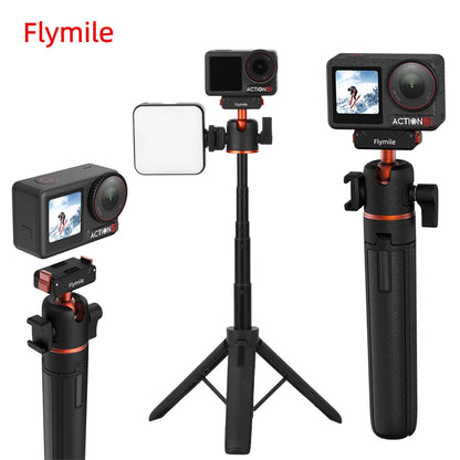 Flymile Action 5 Pro 21.25IN Tripod Selfie Stick for DJI OSMO 360 Action 4 3 Accessory Magnetic Quick Release Base Extension rod