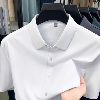 Mens Summer Business Short Sleeved Shirt Seamless Construction High Stretch Easy Care for AllDay Comfort