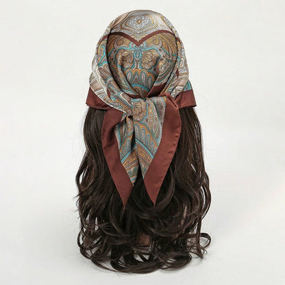 Bohemian Floral Silk Scarf - Tropical Leaf Head Wrap and Bandana