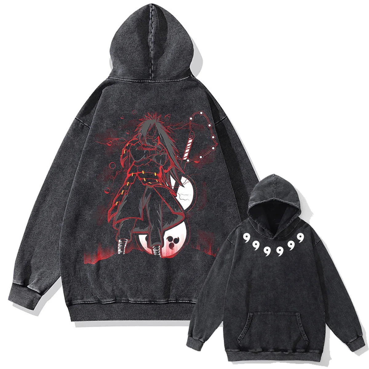 Men Washed Hoodie Sweatshirt Japanese Anime Naruto Print Hooded Pullover Hip Hop Harajuku Streetwear Cotton Vintage Hoodie
