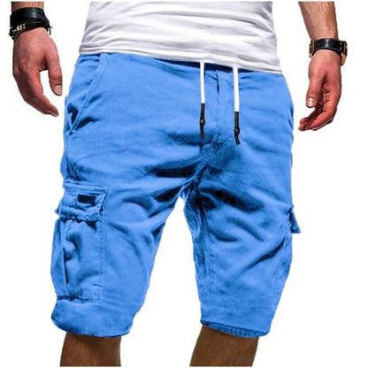 Men's Cargo Shorts – Green Summer Bermuda With Flap Pockets & Drawstring Waist