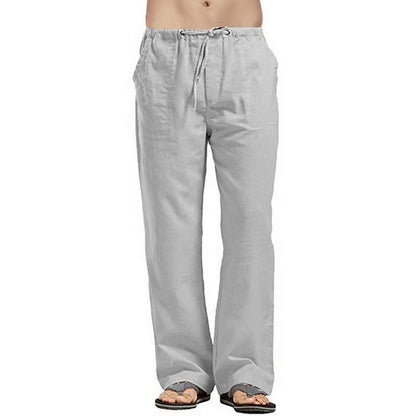 Cotton Linen Harem Pants Men Solid Elastic Waist Streetwear Joggers 2022 New Baggy Drop-crotch Pants Casual Trousers Men Running
