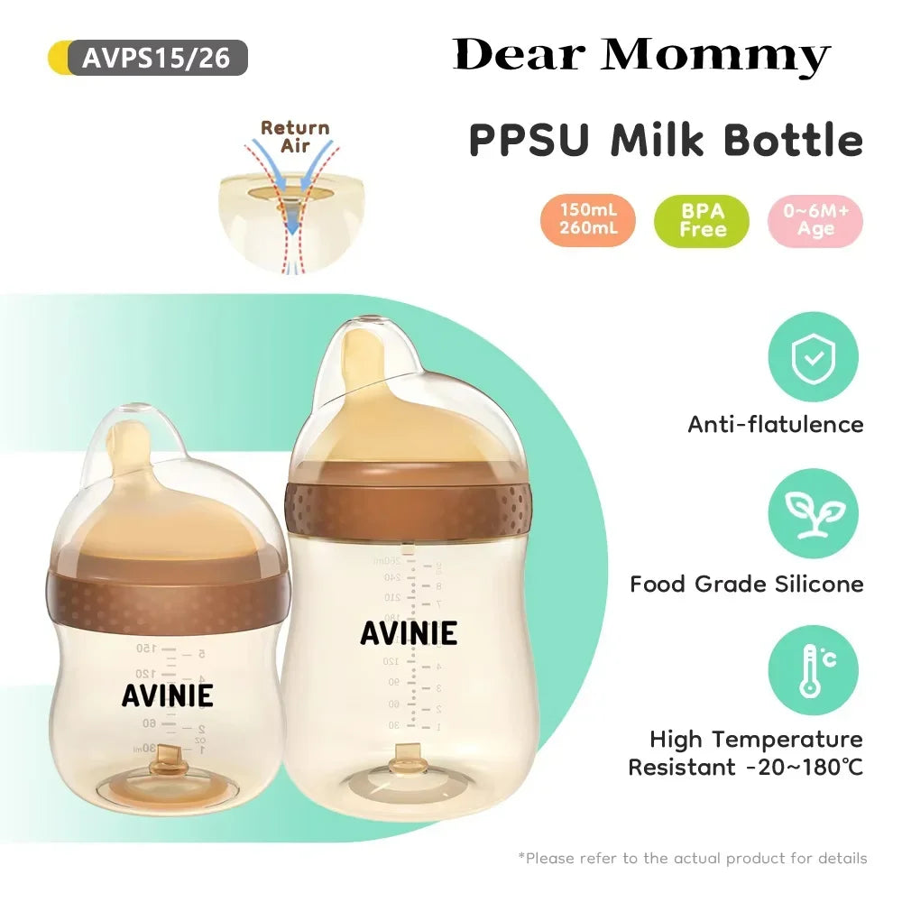 1PCS 150ml/260ml Baby bottles PPSU Baby Bottles Kids Teeth Guard Feeding Bottle Antifall Bottom Return Air Anti-bubble BPA Free