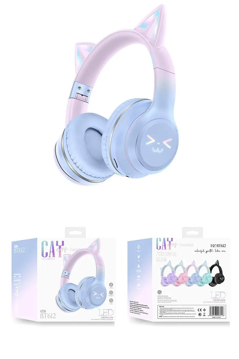 Wireless Cat Ear Headphones – Kids Gaming Headset With Microphone & RGB Lights
