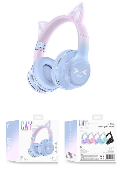 Wireless Cat Ear Headphones – Kids Gaming Headset With Microphone & RGB Lights