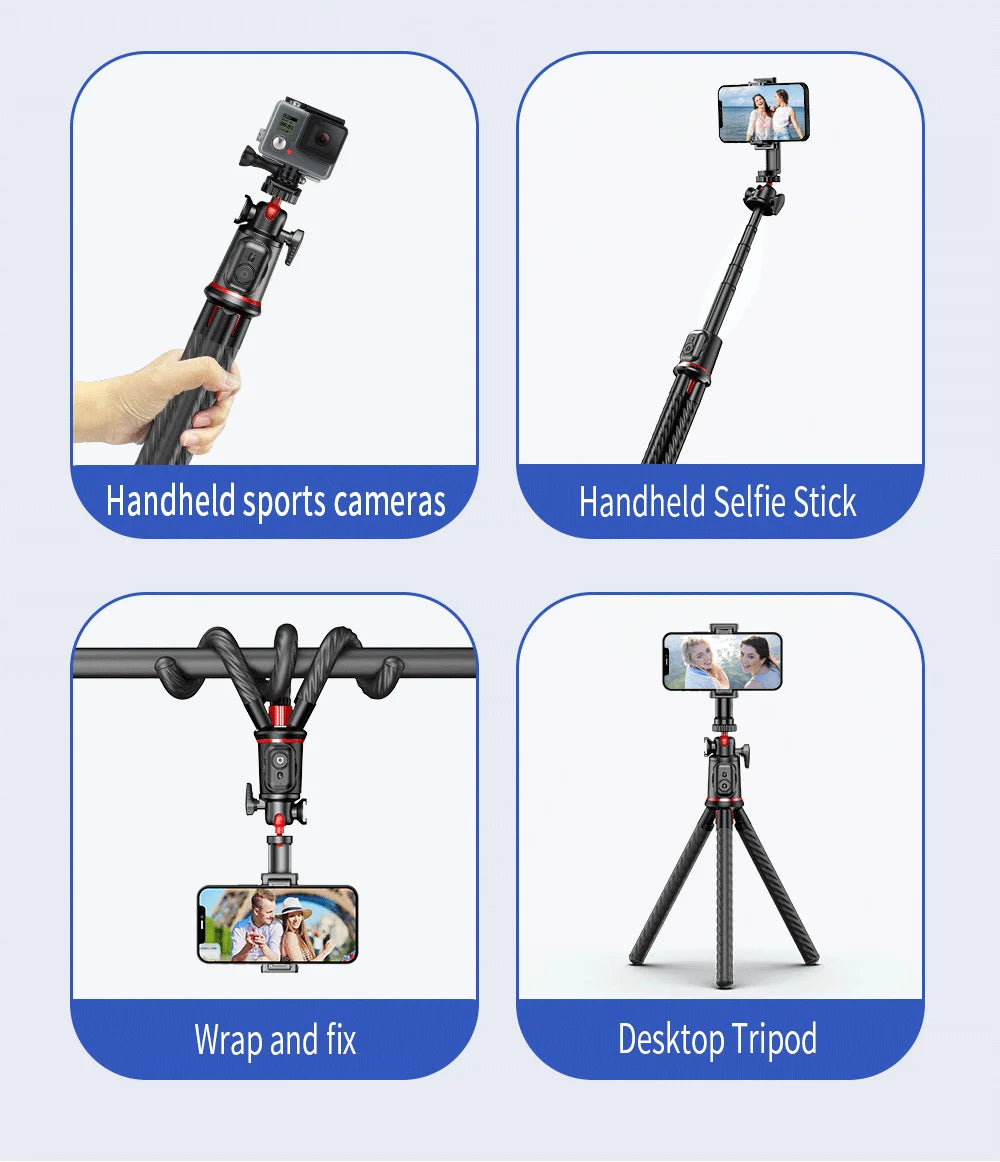 Wireless Bluetooth Selfie Stick for Smartphone Gopro Tripod for DSLR Camera with Octopus Legs for Xiaomi iPhone Huawei Samsung