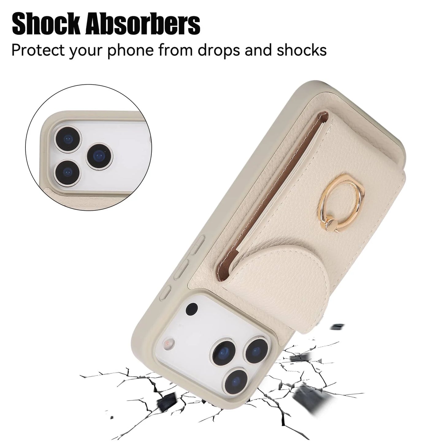 Wallet Case for iPhone 17 Pro Max 17 Pro Air,Card Holder Cover with 360° Ring Kickstand and Durable Shockproof Protective Bumper
