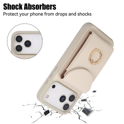 Wallet Case for iPhone 17 Pro Max 17 Pro Air,Card Holder Cover with 360° Ring Kickstand and Durable Shockproof Protective Bumper