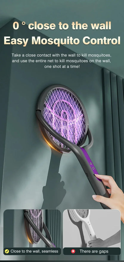 Multi functional 2-in-1 mosquito killer lamp angle retractable mosquito swatter USB rechargeable mosquito swatter bat swatter