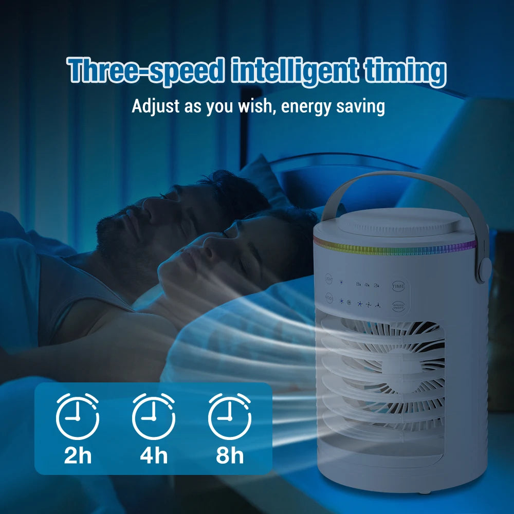 3 In 1 Fan AIr Conditioner Household Small Air Cooler LED Night Light Portable Humidifier Air Adjustment Fan Office Home Fan