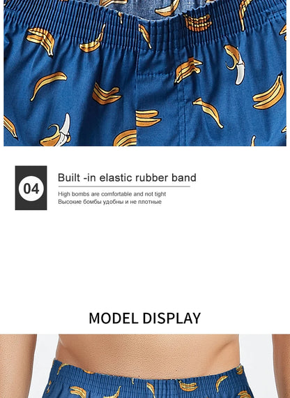 Men's Boxer Shorts Men Underwear 100% Cotton Loose Short Home Wear Comfortable Boxer Short Printed Men's Underwear Men Boxerpure