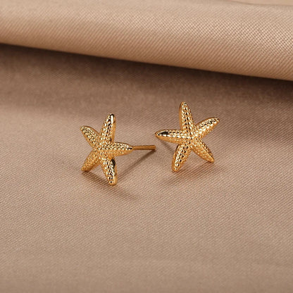 Vintage Starfish Stud Earrings – Stainless Steel Ocean Studs