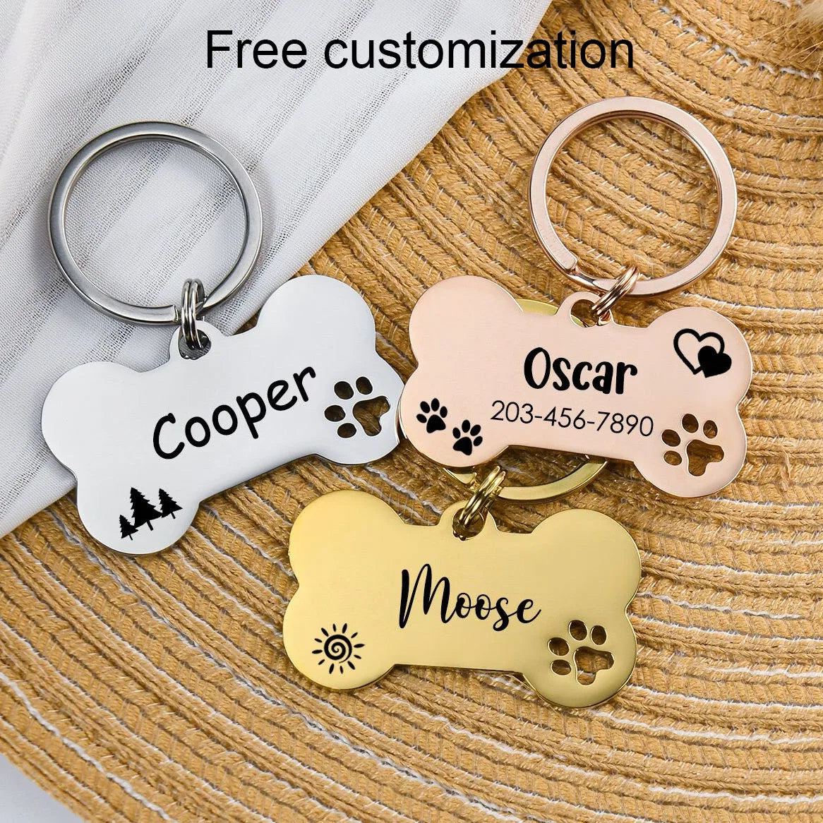 Personalized Pet ID Tag Safety Anti-Loss Dog Cat Tag with Instant Info Custom Engraved Stainless Steel Name Tag Durable Pet Tag