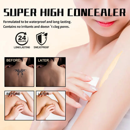 Body Concealer Cream Waterproof Full Coverage Professional Tattoos Covering Birthmarks Stretch Makeup Beauty Glides on Smoothly
