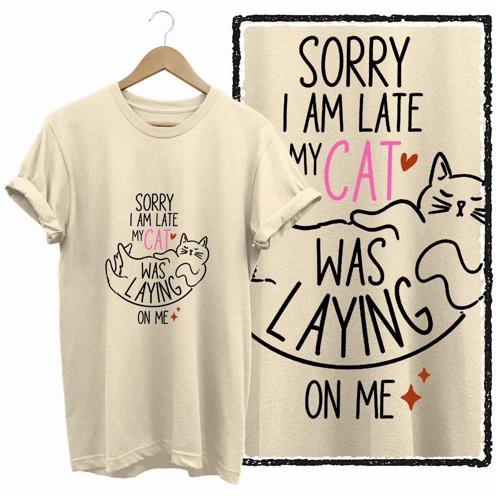 COOLMIND BEIGE cat print exclusive graphic 100% cotton women T shirt big size loose cotton cat lover women tshirt LOVELY cat tee