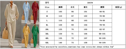 Fashion Cotton Linen  Pant Set  Women's Casual Stand Collar Button Top Wide Leg Trousers 2-piece Set Retro Female Office Suit