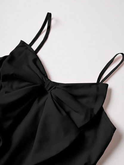 Women's Ruffle Suspender Dress – Three-Layer Bow Strap Dress