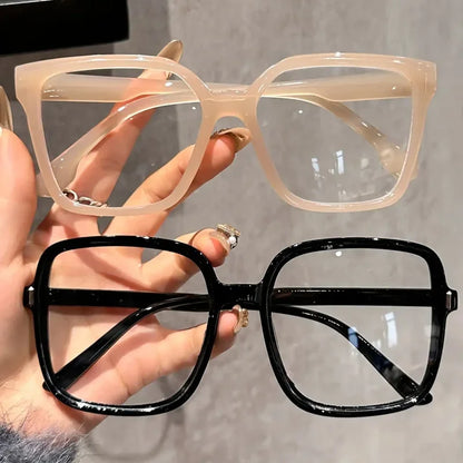 Rectangular Reading Glasses - Large Frame Plastic Eyewear with Transparent Lenses for Office Use