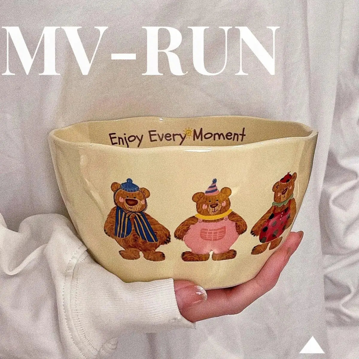 Korean Three Little Bear Cartoon Bowls - Cute Ceramic Tableware Set