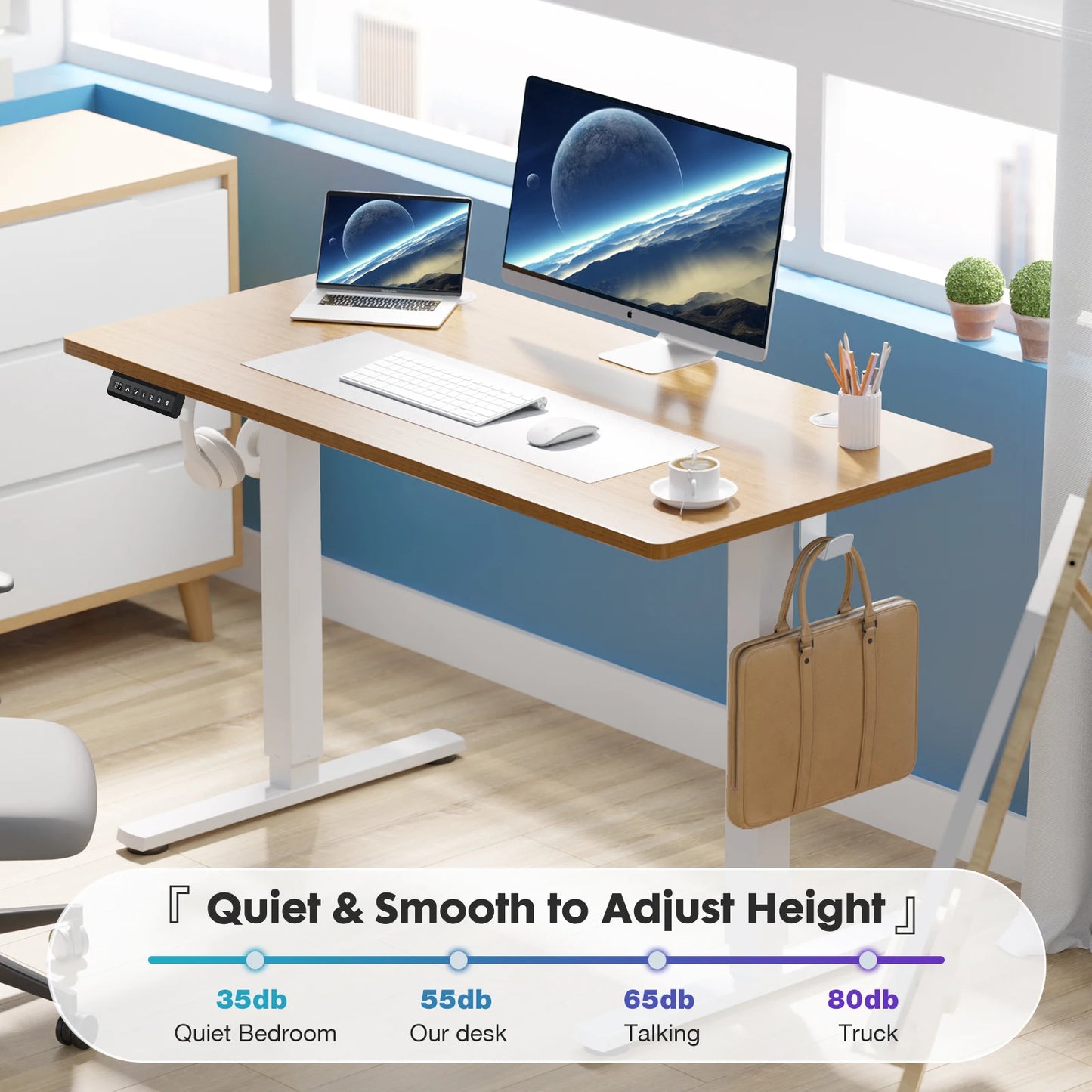 Electric Standing Desk - Height Adjustable 40x24 Inch Sit Stand Workstation with Memory Buttons