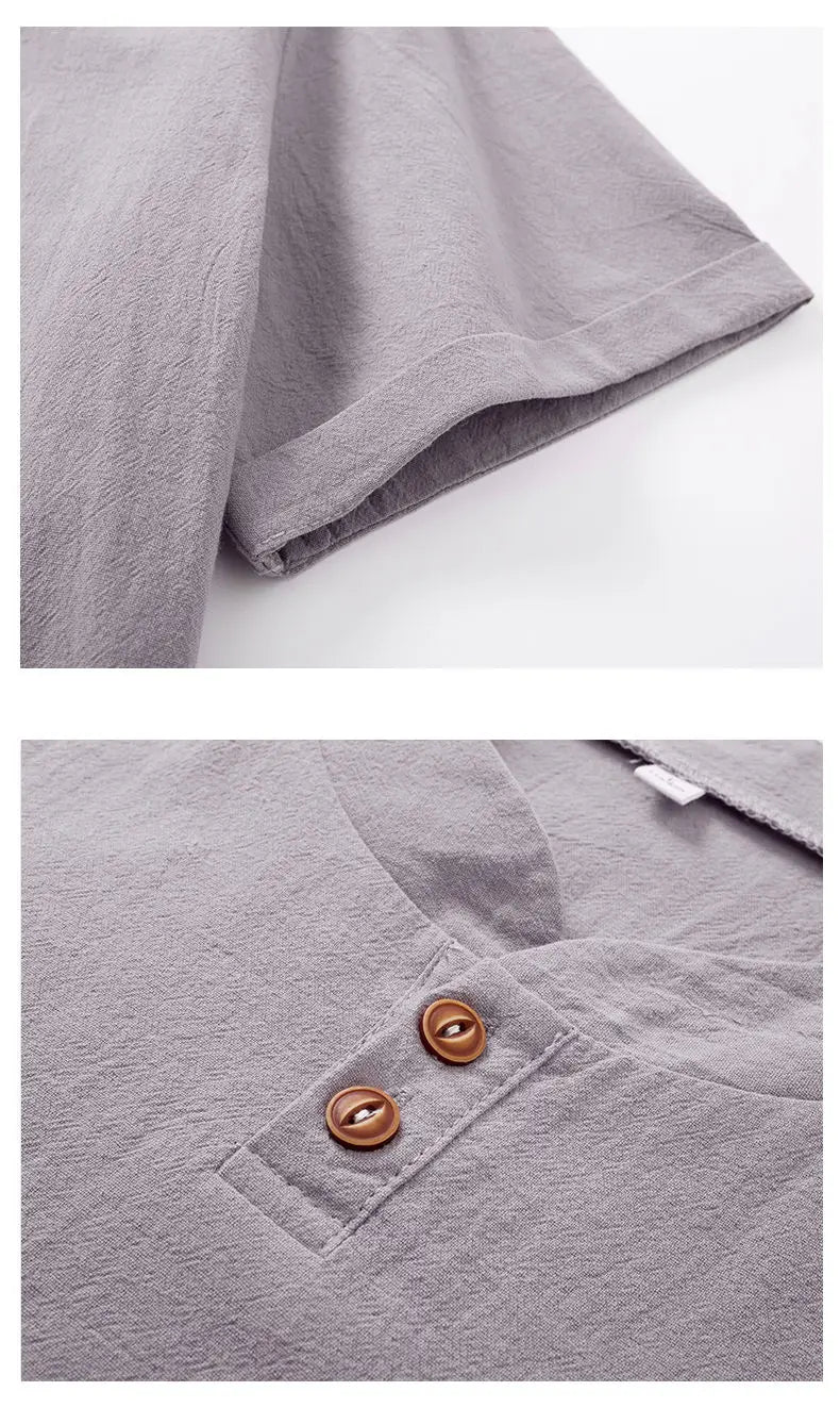 Linen Cotton T-shirt Men's Set Chinese Style Short Sleeve Sportswear +trousers 2 Piece Sets Summer Men Tracksuit Solid Suit