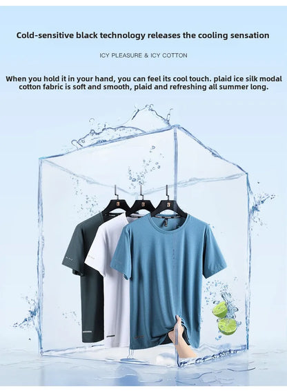 Men's Ice-Silk T-Shirt – Breathable Plus-Size Tee (up to 8XL)