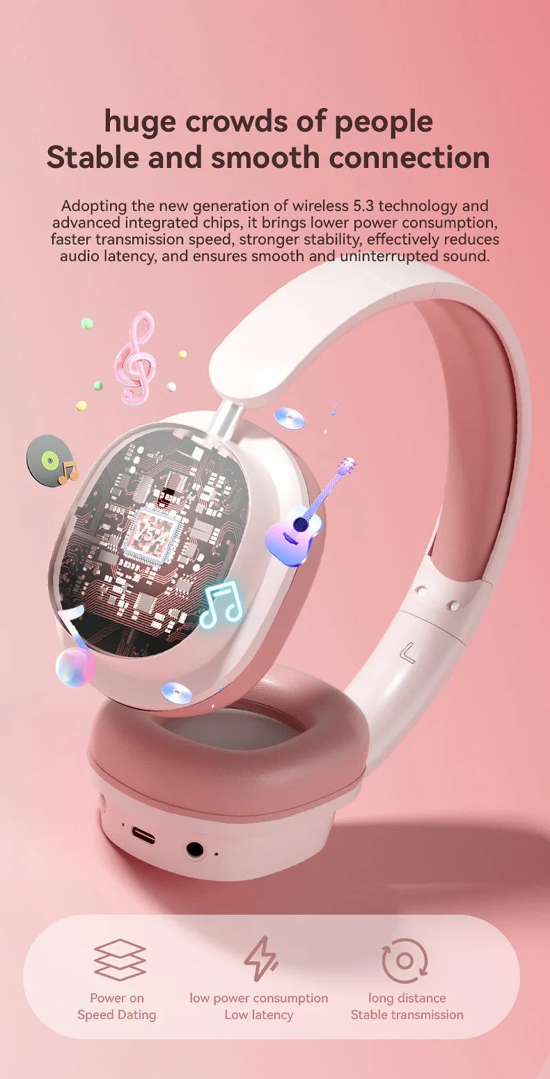 2026 New Foldable Headset Wireless Bluetooth Earbuds Head Mounted Noise Cancelling Earphones Sports with Mic Music Headphones
