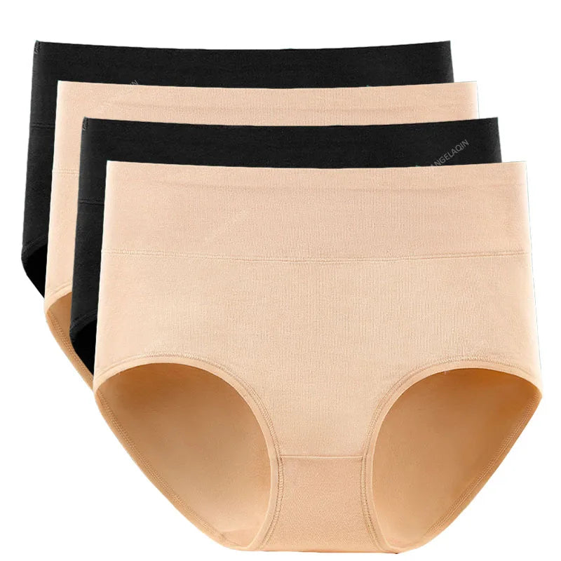 New 4Pcs/Lot High Waist Panties Women Underwear Plus Size Cotton Briefs Girls Shapers Abdominal Underpants Female Sexy Lingeries