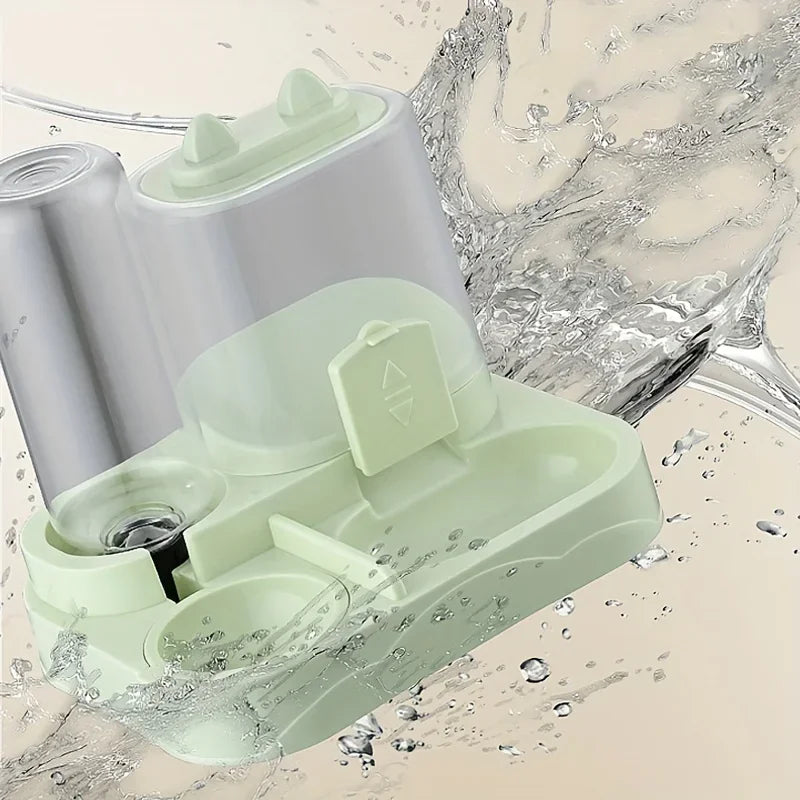 Ww-Durable Plastic 2-in-1 Automatic Pet Feeder Water Dispenser Large Capacity Food Water Bowl For Cats Dogs