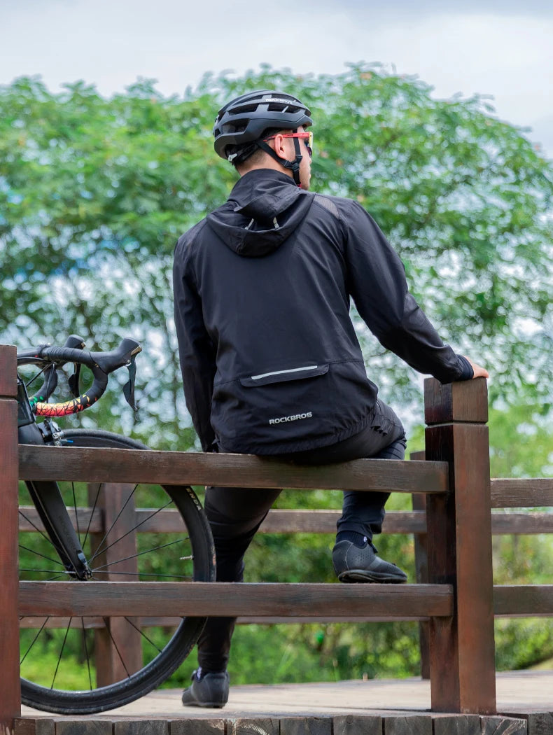 ROCKBROS Men Cycling Jackets Spring Summer Breathable Quick Dry Bike Hooded Jacket MTB Road Sports Cycling Tops Coat Windbreak
