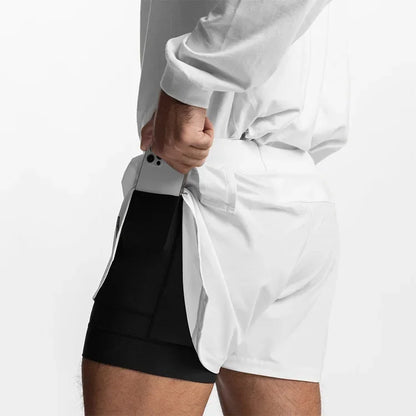 ASRV Mens Gym 2 in 1 Jogger Sport Short Pants Man Quick Dry Running Workout Basketball Shorts Male Gym Fitness Sweatpant Bottoms