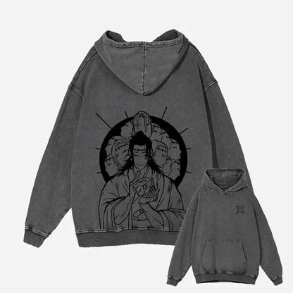 Japanese Anime Jujutsu Kaisen Print Hooded Pullover Men Hip Hop Sweatshirt Vintage Hoodie Harajuku Cotton Sweatshirts