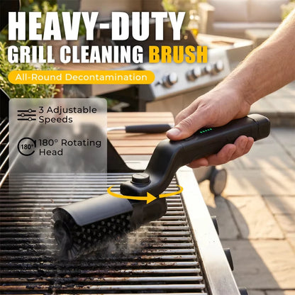 TINSOL Electric barbecue grill cleaning brush, wireless, rechargeable, rotatable, adjustable, for cleaning stubborn grease