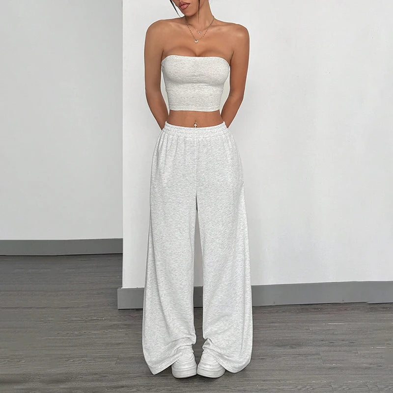 Japanese And Korean Hip Hop Loose Solid Color Wide Leg Pants Women'S Sports Straight Casual Pants Fashion Pants