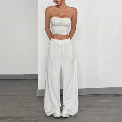 Japanese And Korean Hip Hop Loose Solid Color Wide Leg Pants Women'S Sports Straight Casual Pants Fashion Pants
