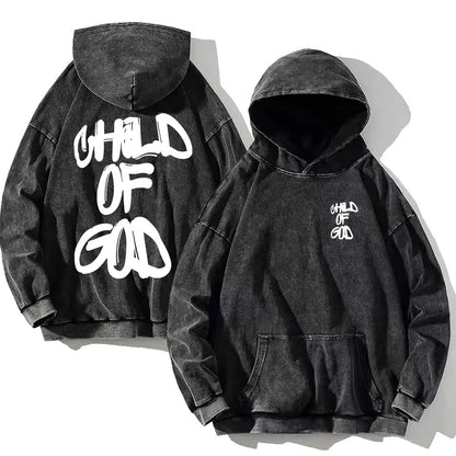 Vintage PSALM 91:11 Print Cotton Washed Hoodie Casual Hip Hop Men Women High Street Retro Hooded Sweatshirt Winter Pullover