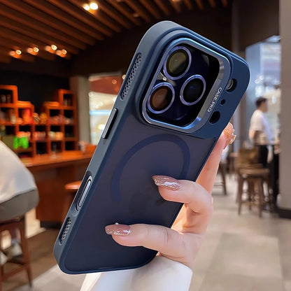 Magnetic Official Matte Color For Magsafe Case For iphone 17 Air 16 15 14 13 12 11 Pro Max Wireless Charging Lens Stand Cover