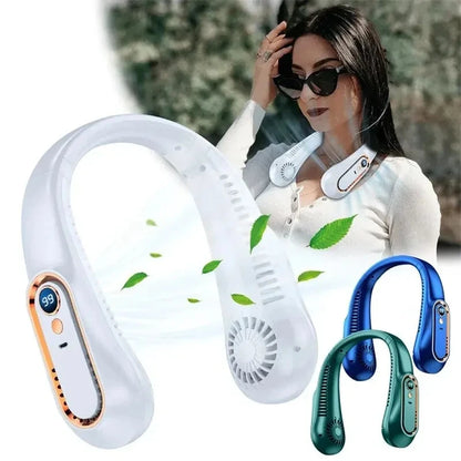 TINSOL New ceiling fan USB rechargeable portable small fan students office sports digital display ceiling fan hanging neck fan