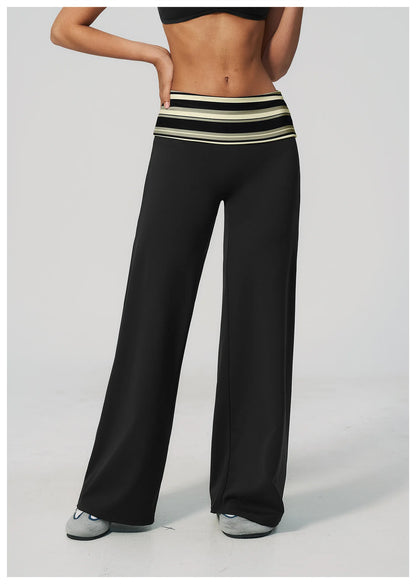 Women's Wide Leg Yoga Pants Breathable Sports Fitness Bell-bottoms High Waist Striped Yoga Pants Polka Dot Workout Flared Pants