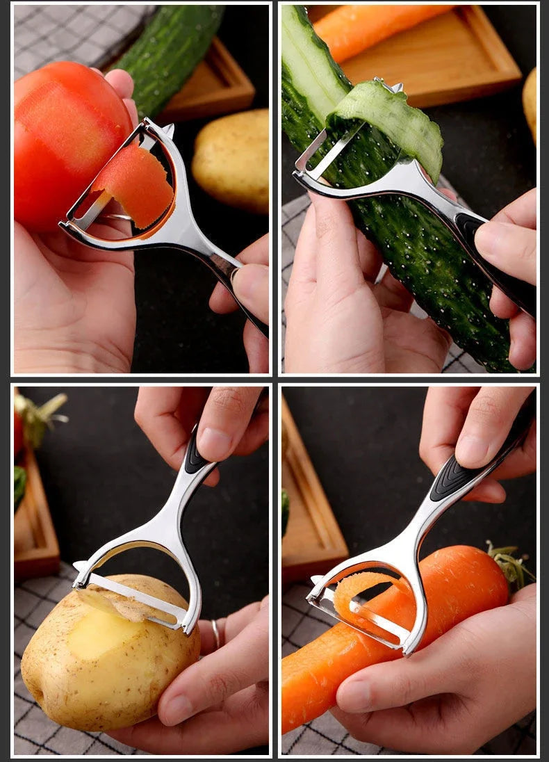 Stainless Steel Peeler - Multi Function Vegetable & Fruit Peeler with Julienne Slicer