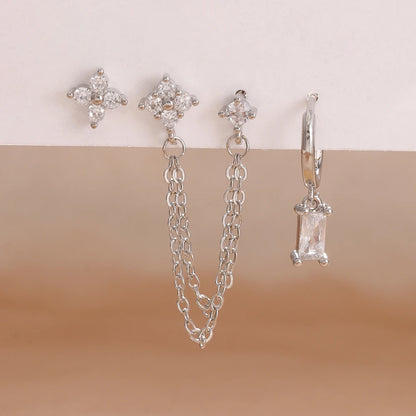 Constellation Birthstone Earrings – 3PCS Stainless Steel Hoop Set With Cubic Zirconia