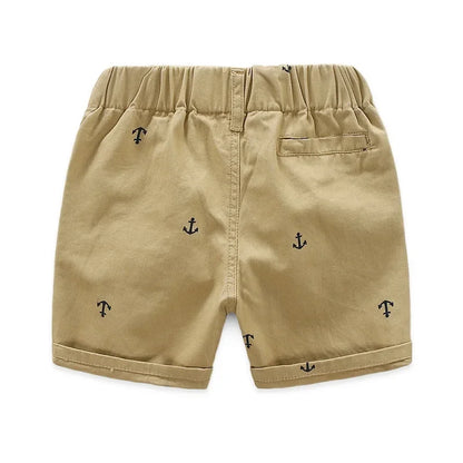 Boys Cotton Anchor Shorts - Toddler Summer Beach Capris 2-9 Years