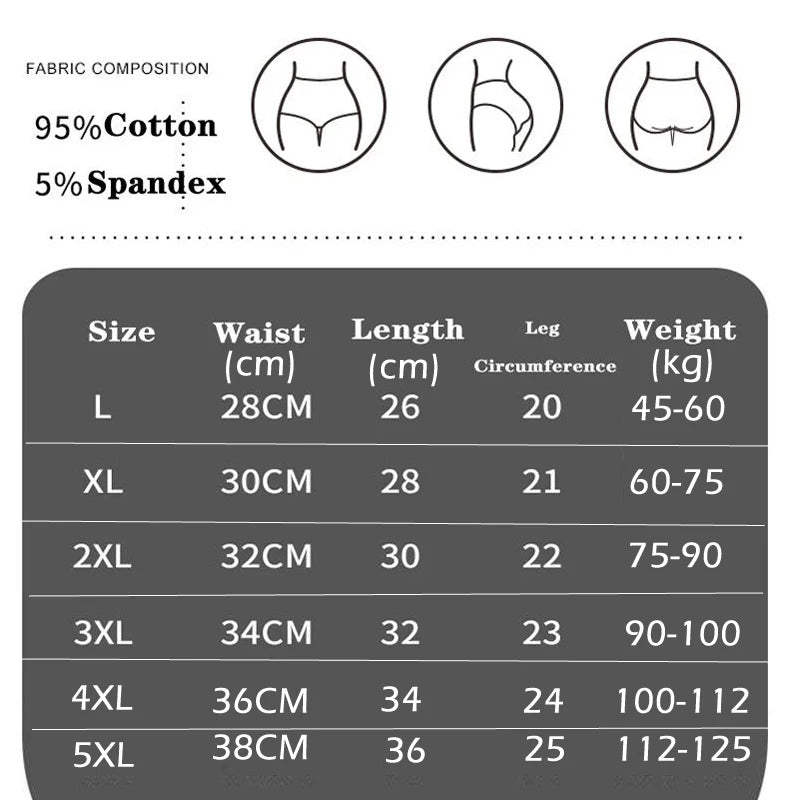 Plus Size L-5XL Women's Briefs Underwear Cotton High Waist Tummy Control Panties Rose Jacquard Ladies Panty Multipack