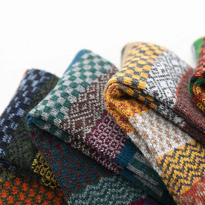 Mens Winter Wool Socks - Warm Colorful Retro Style for Snow Boots EU Size 38-44 - ZOOMNSTORE