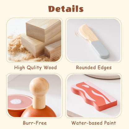 Robotime Robud Kitchen Pretend Toy Wooden Classic Game Educational Toy For Children Kids Gift Cutting Fruit Vegetable Food Set