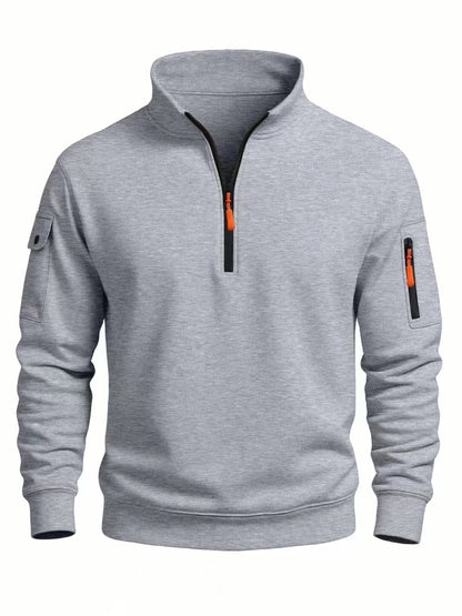 Men's sweatshirt 2025 autumn and winter new casual sports casual long sleeved high neck half zipper windproof top